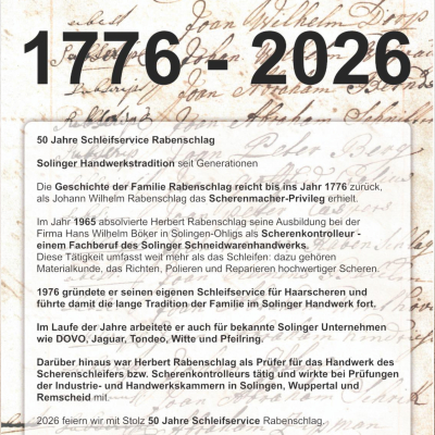 Familientradition seit 1776 Herbert Rabenschlag Scherenschleifer aus Solingen